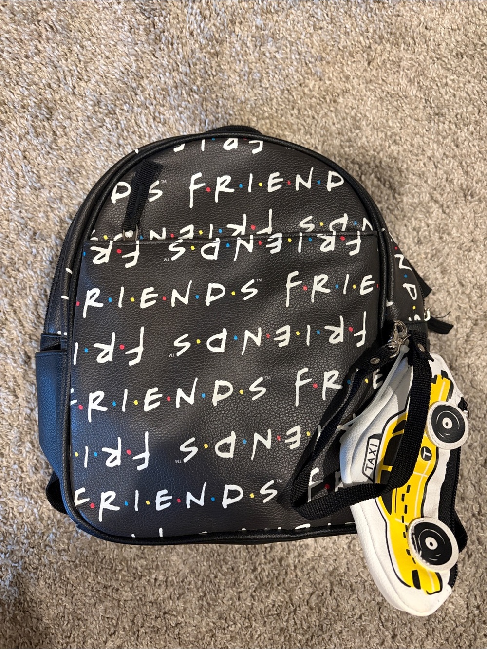 FRIENDS Black Mini Backpack with Yellow Taxi Charm